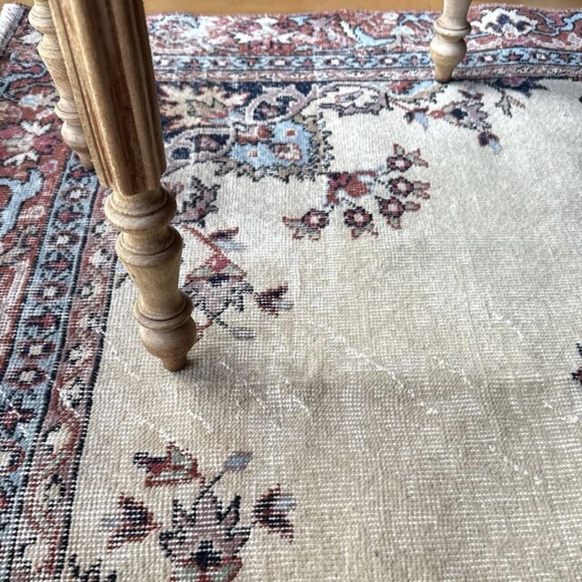 大判130×241 オフホワイト×ブラウンレッド×水色 トルコヴィンテージ