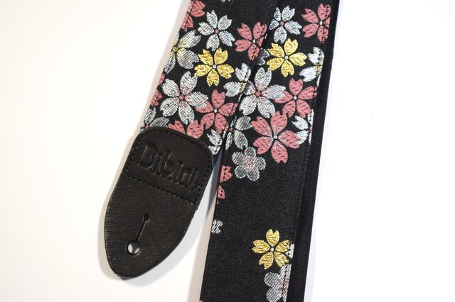 和柄ギターストラップ 着物シリーズ 花柄/黒 ハンドメイド #006 it-69a3be1670a31-1200.jpg