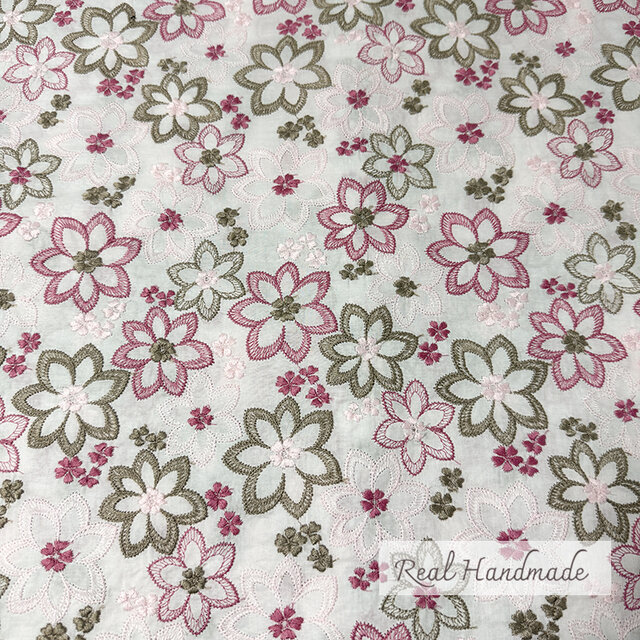 予約販売] 桜舞う刺繍襟と淡色チュールレースのダブルガーゼドロップ