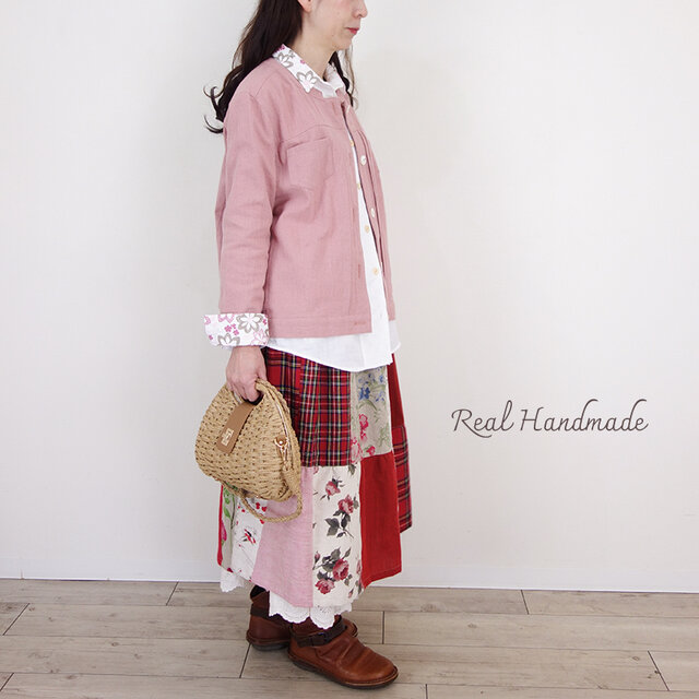 予約販売] 桜舞う刺繍襟と淡色チュールレースのダブルガーゼドロップ