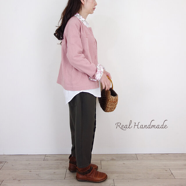 予約販売] 桜舞う刺繍襟と淡色チュールレースのダブルガーゼドロップ