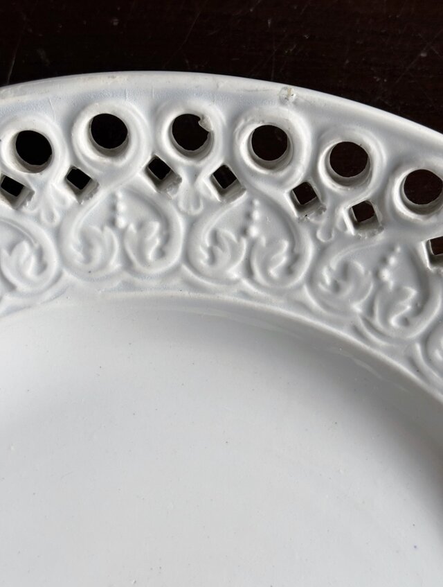 Creil & Montereau クレイユモントロー 平皿 レース レリーフ フランス