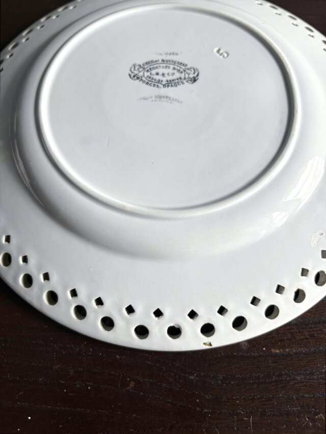 Creil & Montereau クレイユモントロー 平皿 レース レリーフ フランス