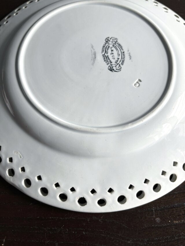 Creil & Montereau クレイユモントロー 平皿 レース レリーフ フランス