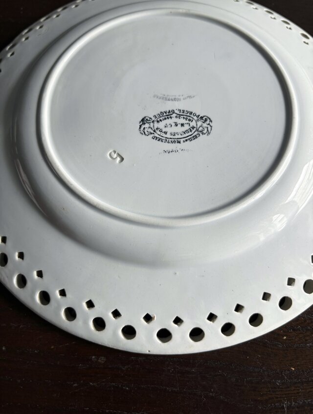 Creil & Montereau クレイユモントロー 平皿 レース レリーフ フランス