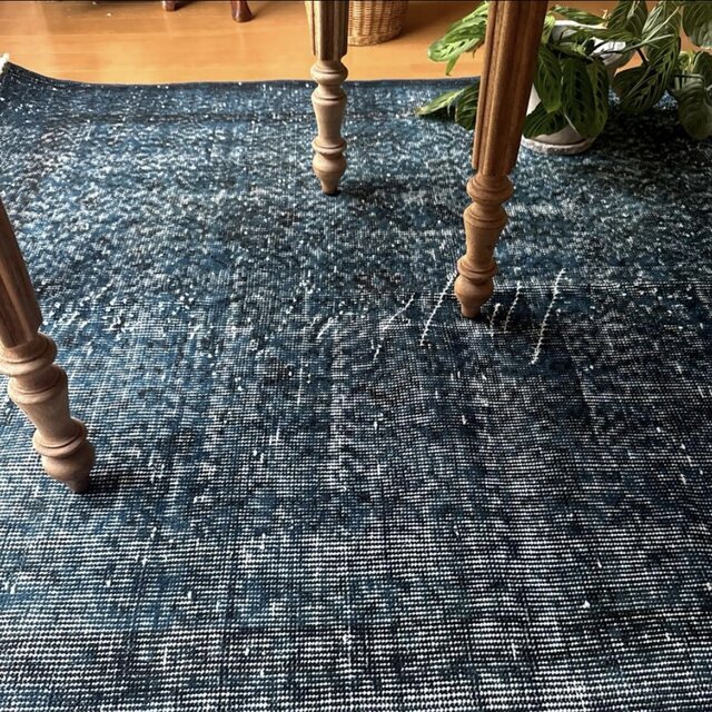 111×200 藍色ブルーオーバーダイ 人気カラー トルコヴィンテージラグ