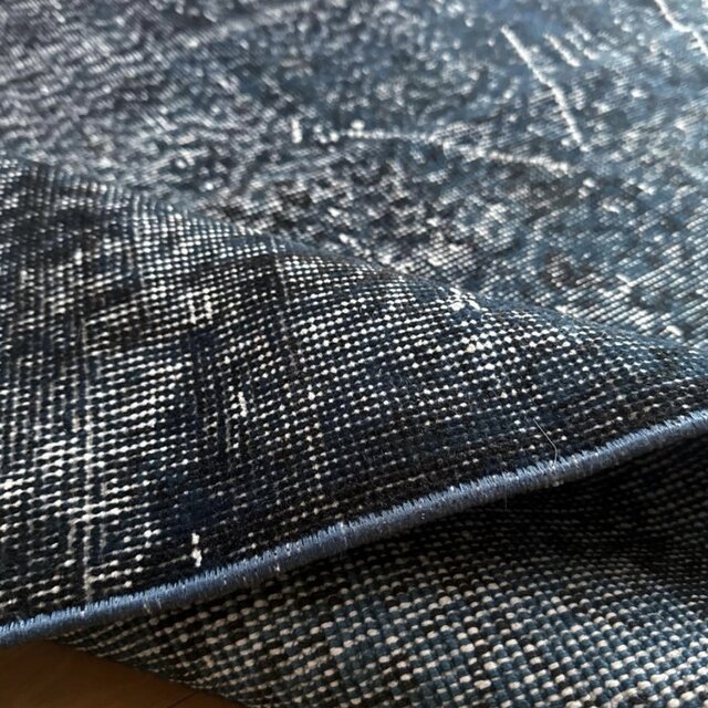 111×200 藍色ブルーオーバーダイ 人気カラー トルコヴィンテージラグ