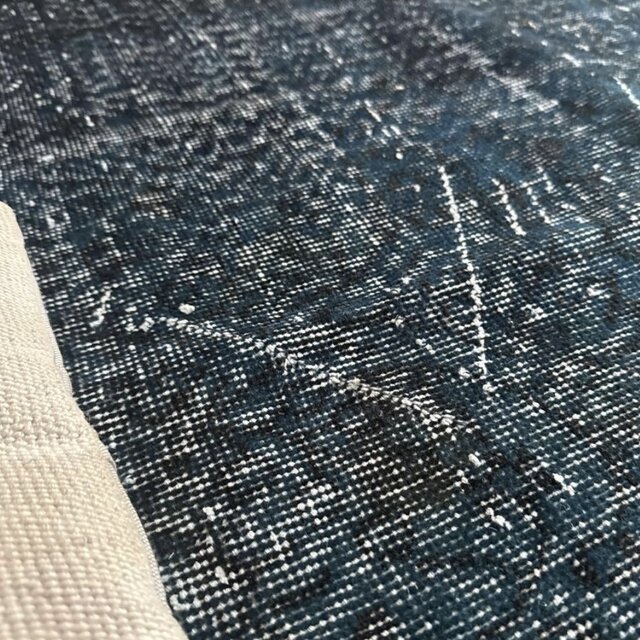 111×200 藍色ブルーオーバーダイ 人気カラー トルコヴィンテージラグ