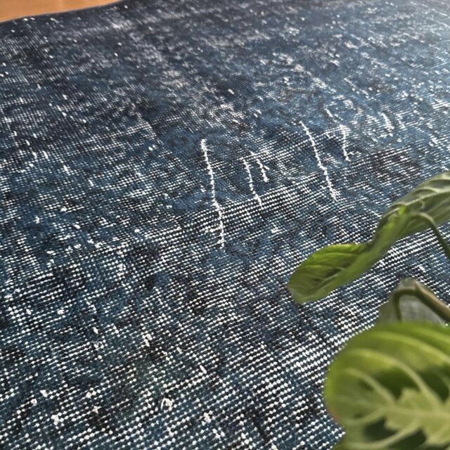 111×200 藍色ブルーオーバーダイ 人気カラー トルコヴィンテージラグ