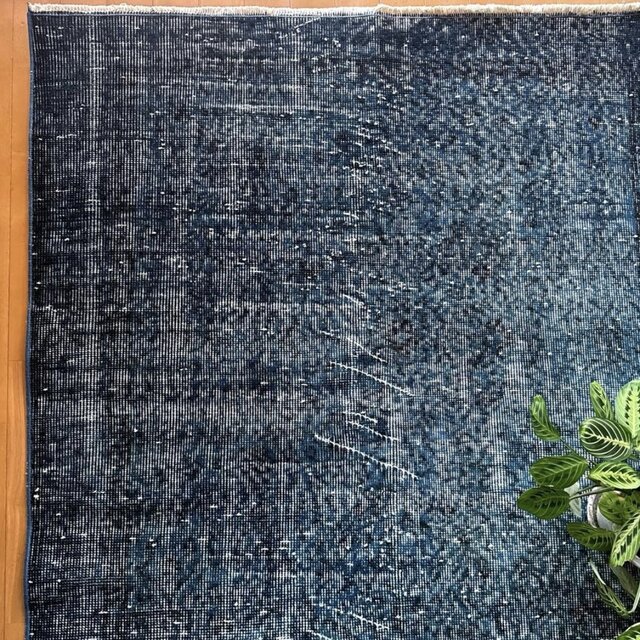 111×200 藍色ブルーオーバーダイ 人気カラー トルコヴィンテージラグ