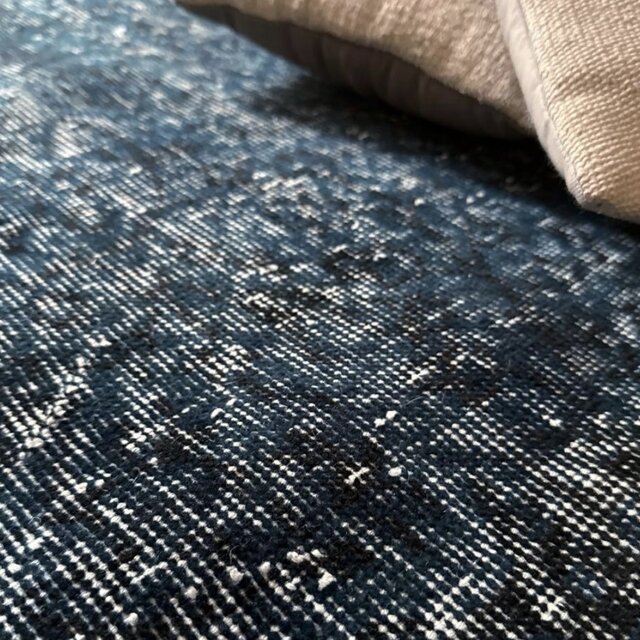 111×200 藍色ブルーオーバーダイ 人気カラー トルコヴィンテージラグ