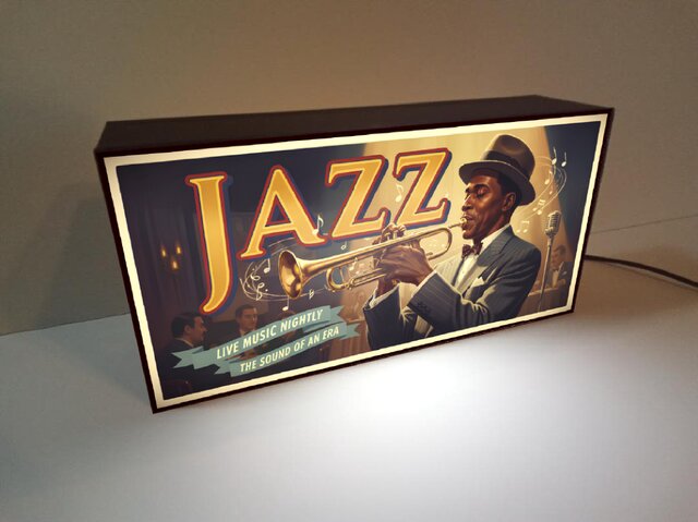 【オーダー無料】ジャズ喫茶 トランペット BAR 看板 置物 雑貨 ライトBOX オーダー無料】JAZZ ジャズ喫茶 トランペット セッション BAR レトロ