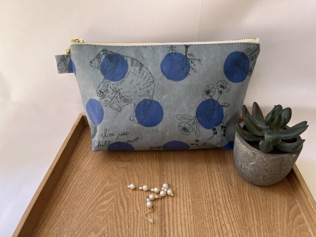 裏付き 北欧風 くまさんとドットのラミネートポーチ | iichi 日々の