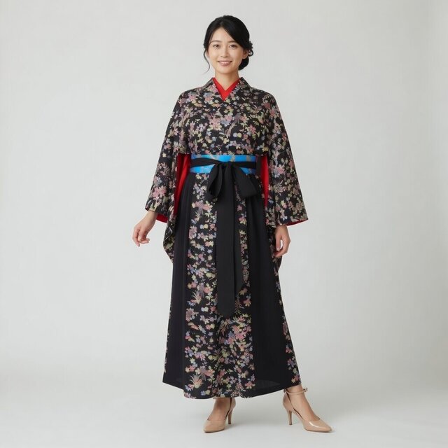 d108 花影の羽織スカート＆ブラウスセット 着物リメイク | iichi 日々