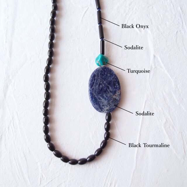 ソーダライト8mmネックレス 60cm+調整可 Sodalite Asymmetry Necklace／ソーダライト アシンメトリーネックレス