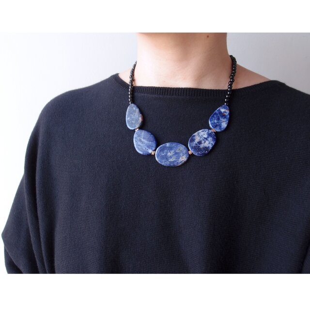 Sodalite × Black Onyx Symmetry Necklace／ソーダライト×ブラック