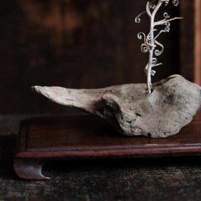 時代天然木花台に流木◇インテリアオブジェ アンニュイ 古民家 乾き