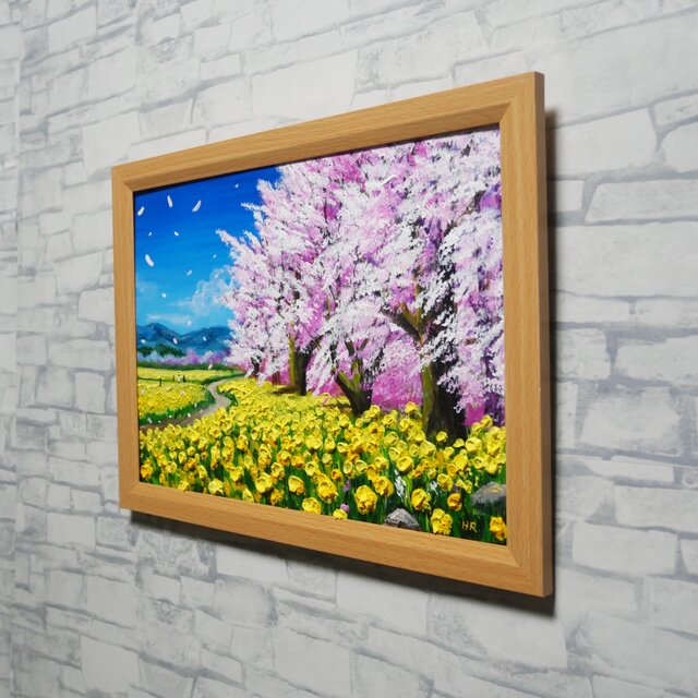 原画】油彩画「希望の花咲く春の日」 玄関やリビングを飾る花の絵