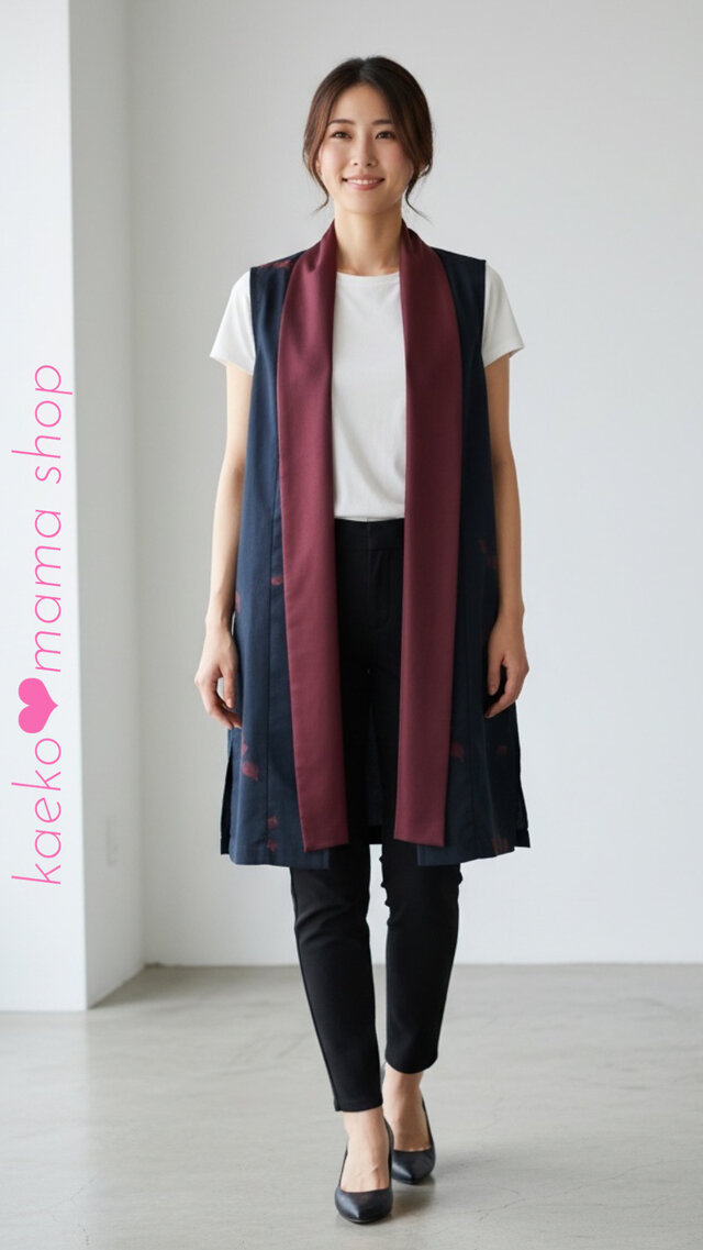 ロングジレ✿ロングベスト✿Mサイズ✿黒留袖✿紗✿和モダン（着物
