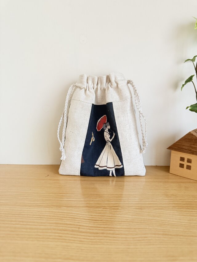 レトロ柄の巾着袋 | iichi 日々の暮らしを心地よくするハンドメイドや