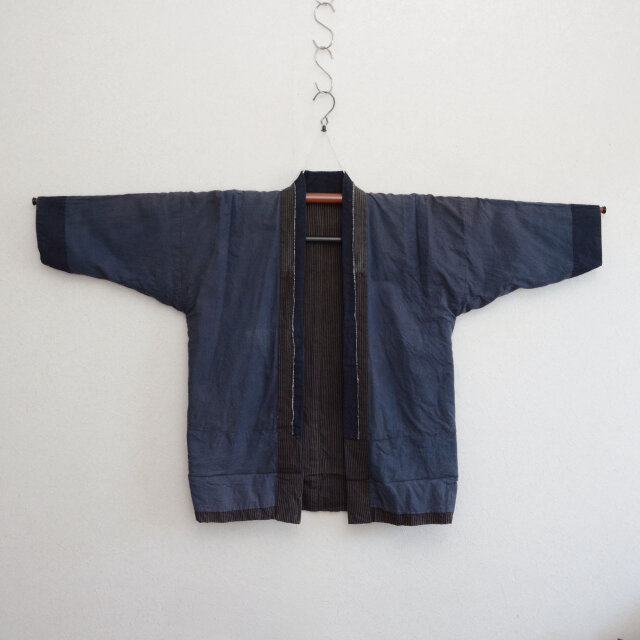 野良着 藍染縞木綿 東北 ジャパンヴィンテージ 昭和初期〜中期｜古布