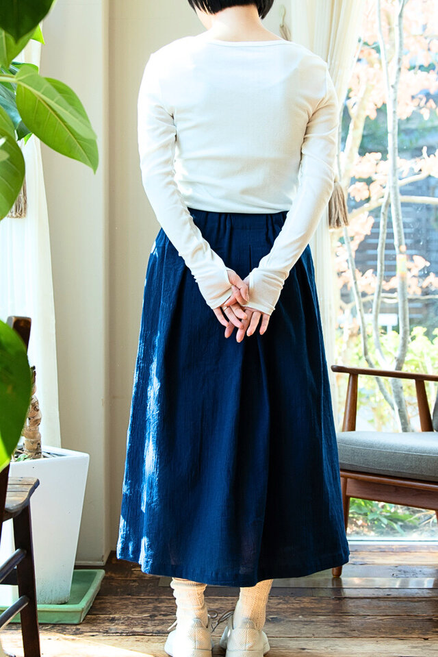 藍染】OrganicCotton楊柳生地 ロングタックスカート | iichi 日々の