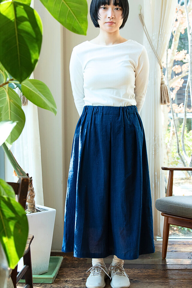 藍染】OrganicCotton楊柳生地 ロングタックスカート | iichi 日々の