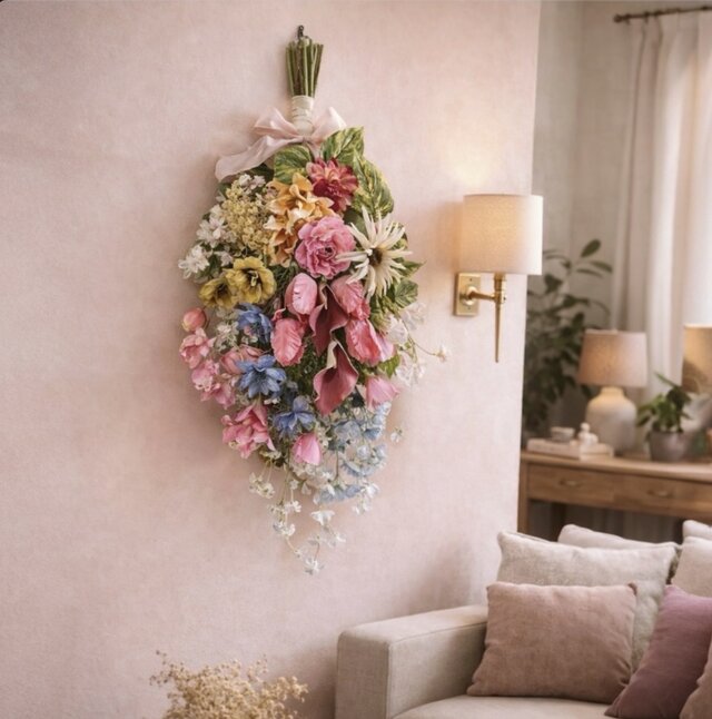 光触媒 観葉植物 ウォールグリーン フェイクグリーン 桜とチューリップ