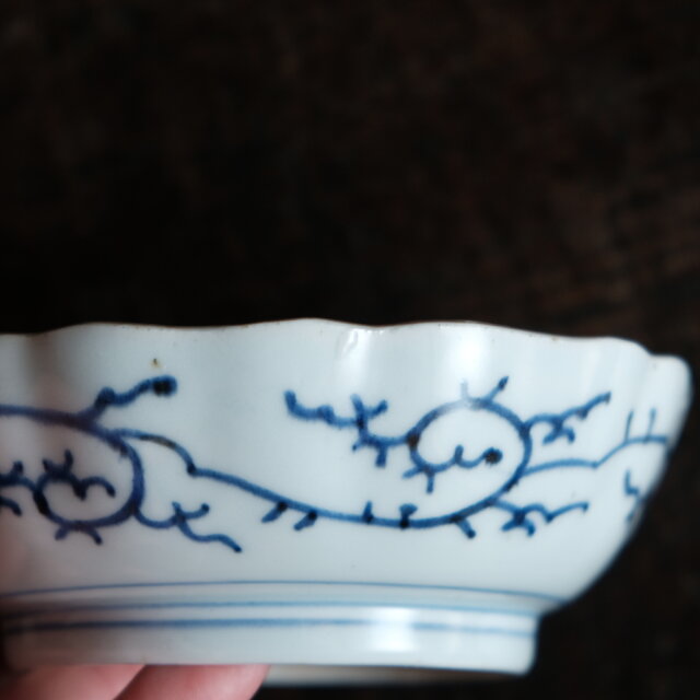 花唐草と獅子◇伊万里 染錦金彩膾皿 花唐草 青海波 深皿 骨董/antiques