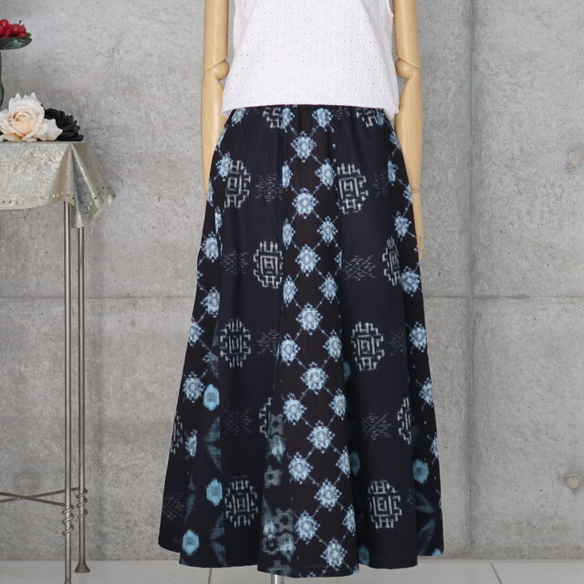 絣のマーメイド ロングスカート パッチワーク M サイズ 着物リメイク