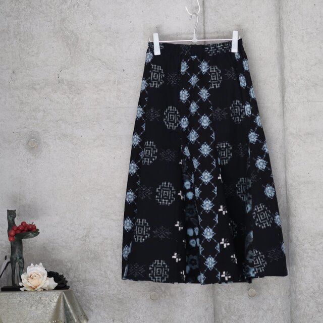 絣のマーメイド ロングスカート パッチワーク M サイズ 着物リメイク
