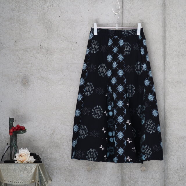 絣のマーメイド ロングスカート パッチワーク M サイズ 着物リメイク
