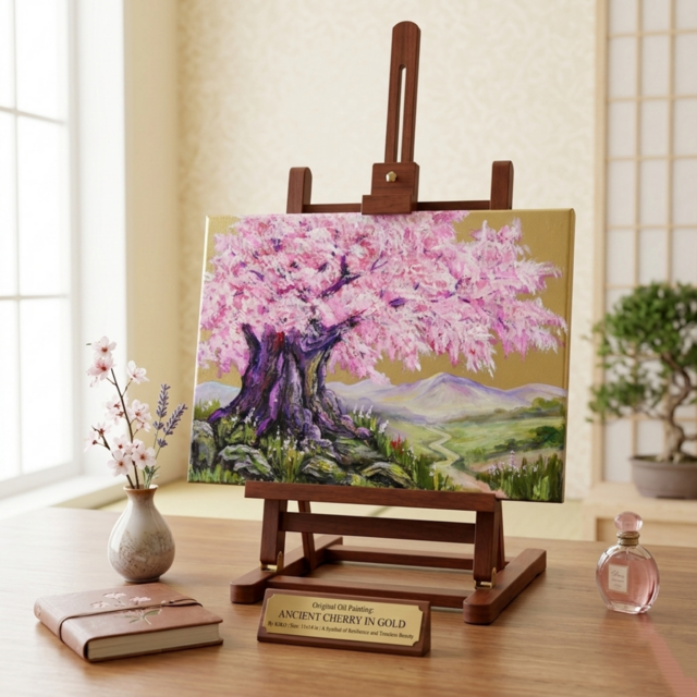 油絵 原画【千年の桜】春の風景画・桜の絵｜インテリア・絵画 | iichi