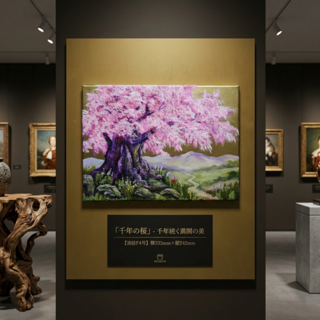 油絵 原画【千年の桜】春の風景画・桜の絵｜インテリア・絵画 | iichi