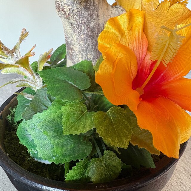 光触媒 人工観葉植物 ウォールグリーン フェイクグリーン ハイビスカス