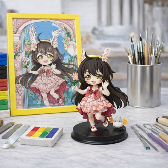 ちびキャラ 風 kigurumi 全頭マスク 茶髪ツインテール ドール顔 現品