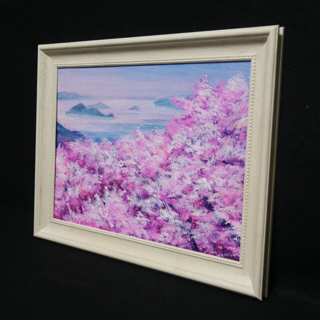 一点物】春の光を飾る。油絵原画【春の瀬戸内、淡い夢】肉筆一点物