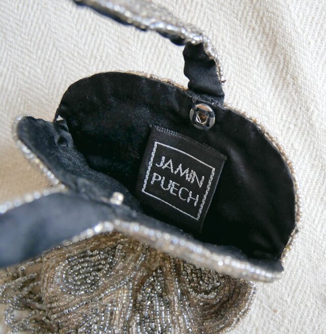 Jamin Puech Paris】リーフシェイプ グレーのオールビーズ ミニバッグ