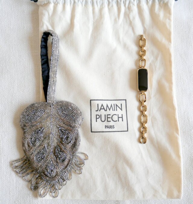 Jamin Puech Paris】リーフシェイプ グレーのオールビーズ ミニバッグ