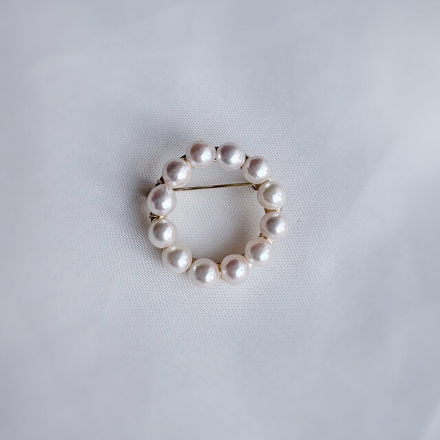 本真珠あこやバロックパールブローチAkoya Pearl 定番あこや色ホワイト