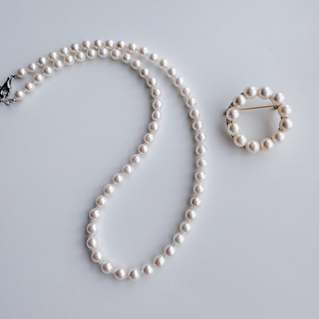 本真珠あこやバロックパールブローチAkoya Pearl 定番あこや色ホワイト