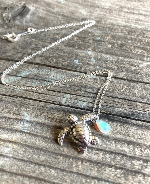 sv925* Swimming Honu 海の守り神「ホヌ」のシルバー925ネックレス 