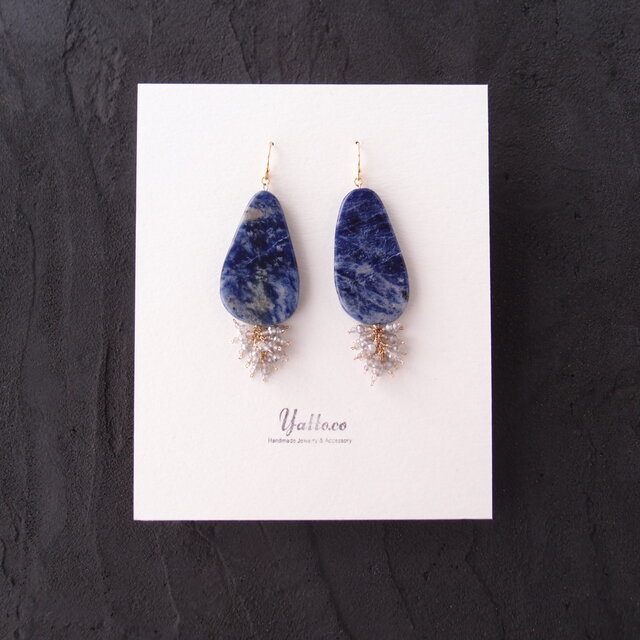 K14gf】Sodalite × Coated Labradorite Earrings／ソーダライト