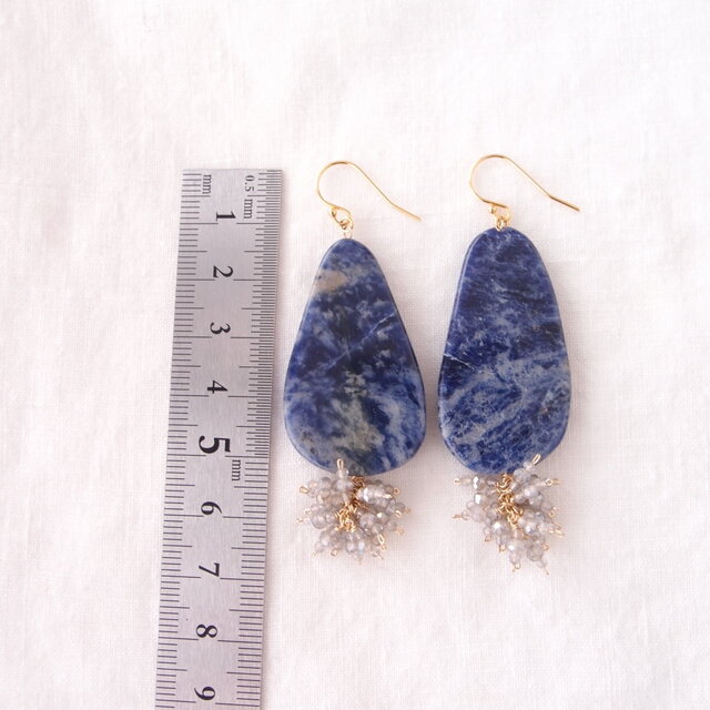 K14gf】Sodalite × Coated Labradorite Earrings／ソーダライト