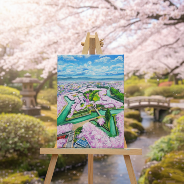 油絵 原画『北の大地に咲く、桃色の星』一点物 油彩画 絵画 風景画