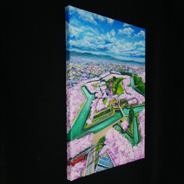 油絵 原画『北の大地に咲く、桃色の星』一点物 油彩画 絵画 風景画