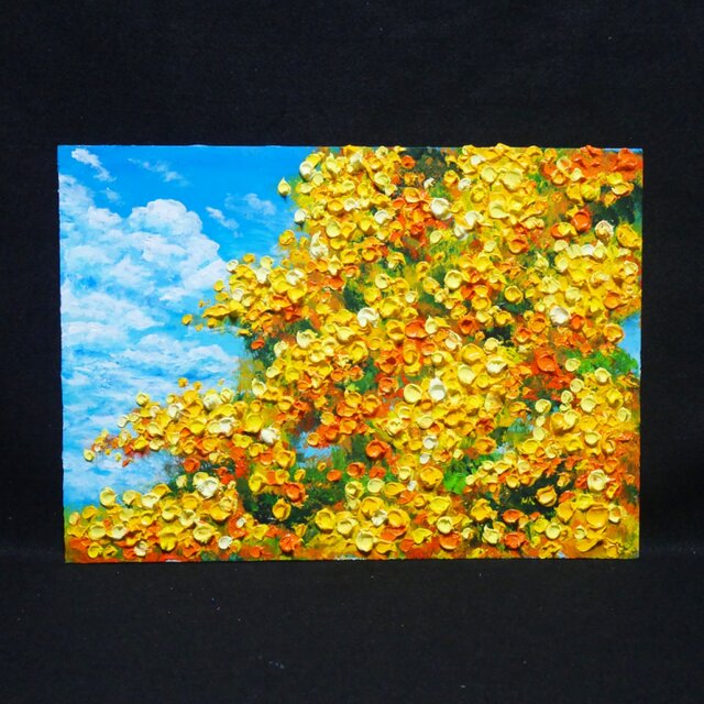 油彩画【幸せの黄色いアーチ】原画一点物・インテリア・ギフト