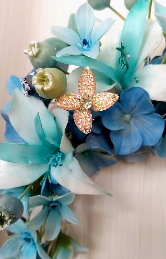 ☆クレイフラワー作品[爽やかなブルーリース] | iichi 日々の暮らしを