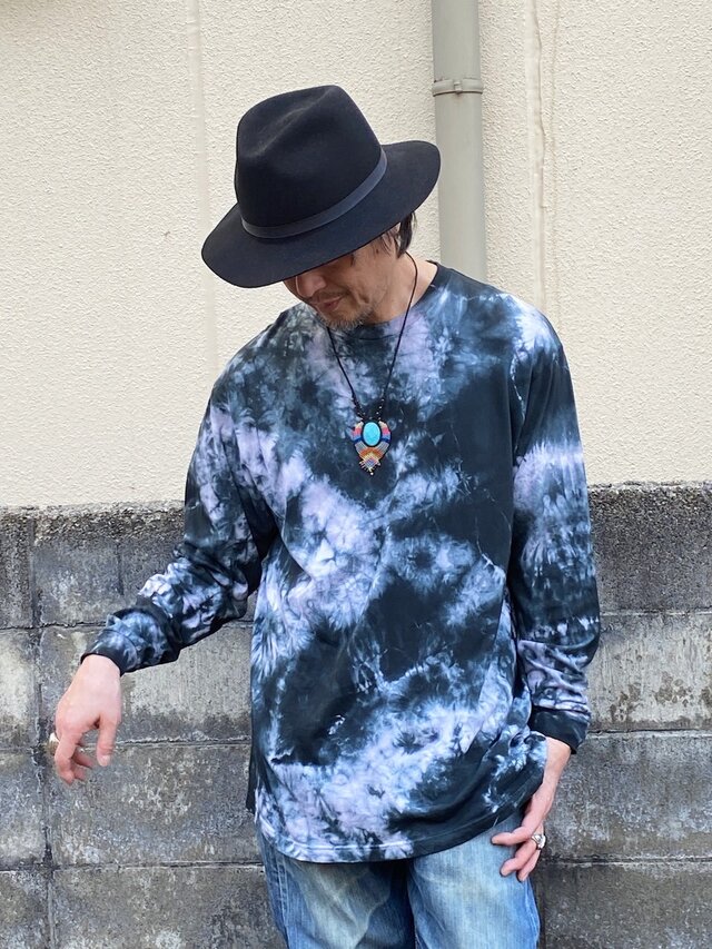 タイダイ 長袖Tシャツ XLサイズ ブラック ムラ染め HIPPIES DYE HD25