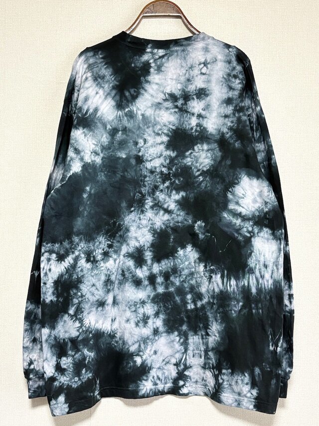 タイダイ 長袖Tシャツ XLサイズ ブラック ムラ染め HIPPIES DYE HD25